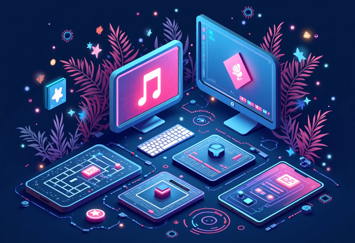 Illustrazione astratta di app musicali